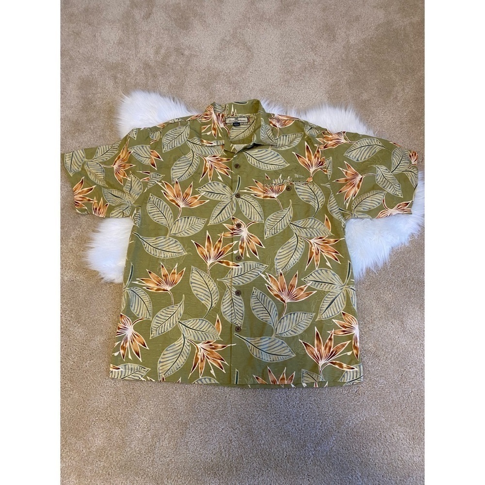 Tommy Bahama Men 100% Silk Hawaiian Shirt Sz Large